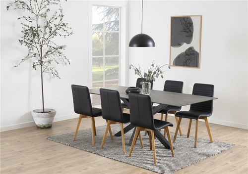 Stół do jadalni Heaven 160x90 cm czarny nowoczesny z ceramiczno-szklanym blatem Actona