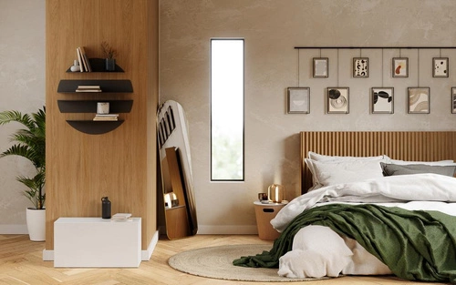 Półka ścienna Solis Umbra czarna metalowa okrągła nowoczesna na dekoracje do salonu