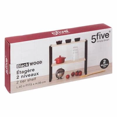 Półka na książki Blackwood 2-poziomowa loftowa drewniana stojąca 40 cm do salonu 5five