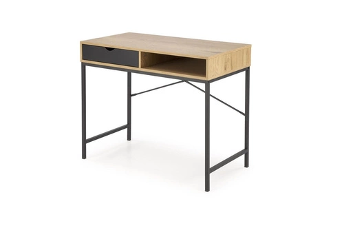 Biurko do pracy Bocka nowoczesne loftowe z szufladą i półką naturalny/czarny 95 cm