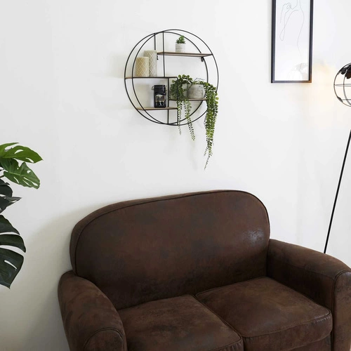 Półka ścienna Darkenberg Slim czarna industrialna na książki i dekoracje do sypialni Intesi