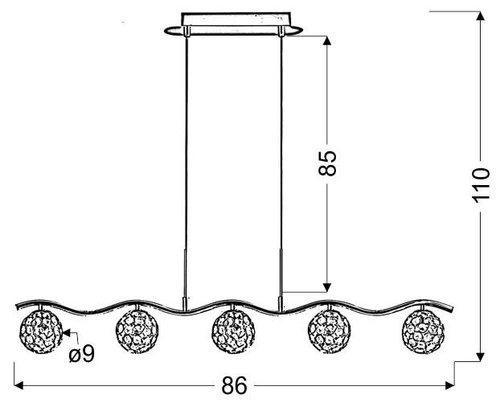 Lampa wisząca kula Starlet 5-punktowa chromowana do salonu i jadalni regulowana
