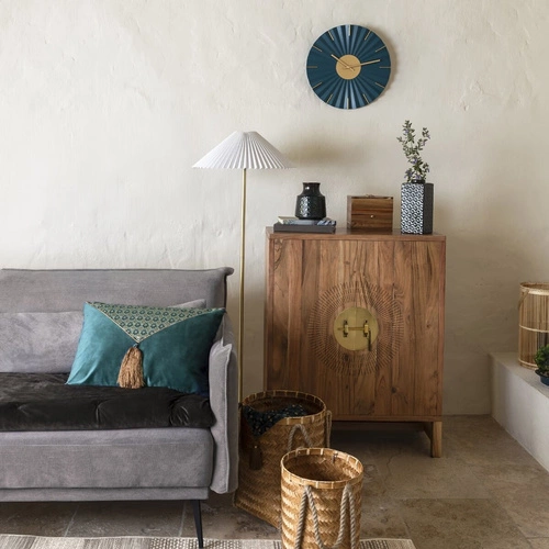 Lampa stojąca do salonu Jil złota z białym abażurem 150 cm nowoczesna Atmosphera