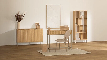 Konsola Tasso nowoczesna z szufladą do przedpokoju i salonu naturalna na złotych nogach Atmosphera