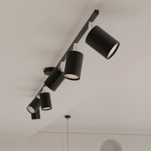 Nowoczesny żyrandol LEMMI 6 czarny metalowy do salonu i jadalni świeci w dół SOLLUX