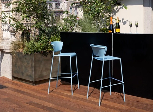 Hoker Lisa 75 cm niebieski nowoczesny z oparciem do wyspy kuchennej SCAB Design sztaplowany