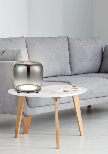 Lampka nocna LED Berloz nowoczesna szklana czarna do sypialni i salonu 18 cm Ledea