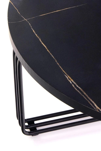 Stolik kawowy Lintica okrągły 80 cm czarny marmur nowoczesny loft do salonu Intesi