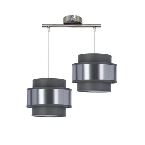 Lampa wisząca Hare chromowy 2x60W E27  abażur szary+srebrny