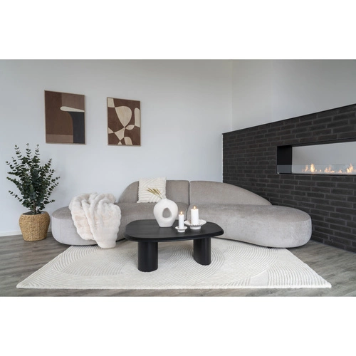Stolik kawowy owalny Tirano czarny nowoczesny do salonu minimalistyczny fornir jesionowy 96x78 cm