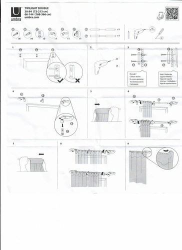 Karnisz podwójny Umbra Twilight srebrny regulowany do zasłon zaciemniających 122-224cm