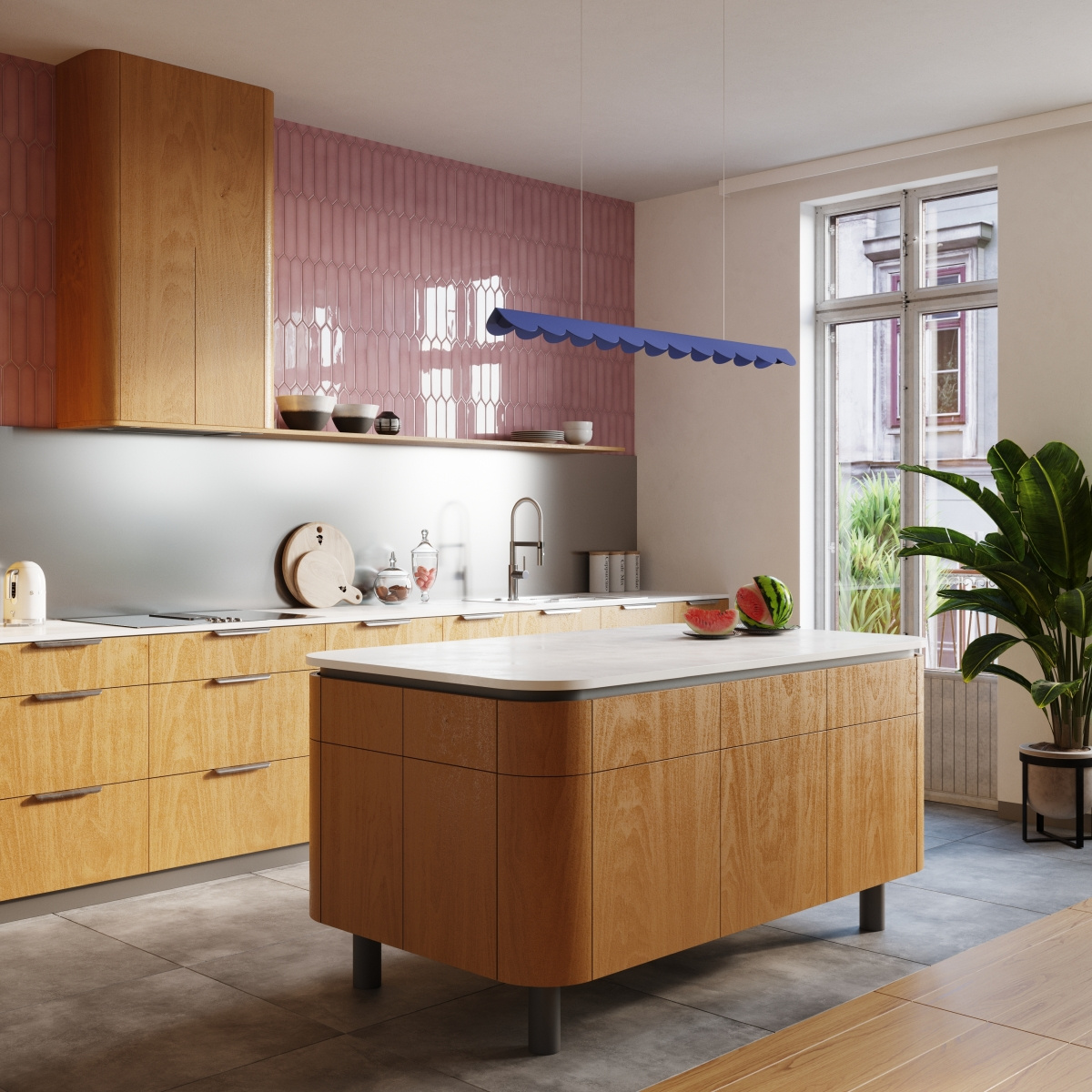 Lampa wisząca LED BISCUIT 100 ochra czerwona nad stół do salonu