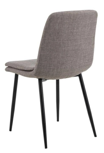 Krzesło tapicerowane Becca szare do jadalni i kuchni nowoczesne na czarnych metalowych nogach