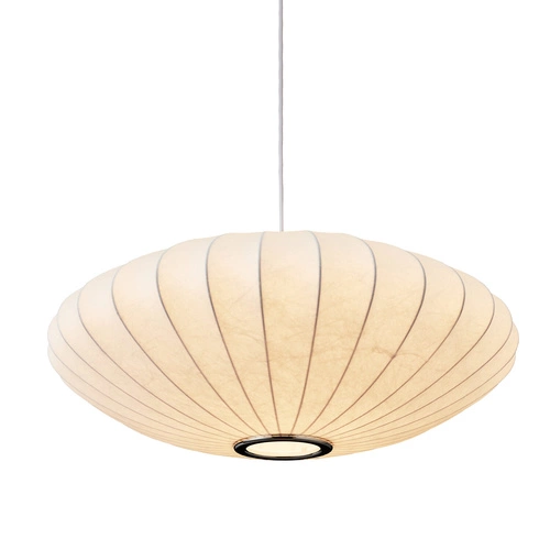 Lampa wisząca SILK FLAT biała 50 cm nowoczesna do salonu i jadalni z regulacją
