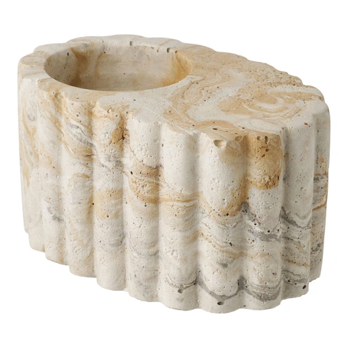 House Nordic cementowy świecznik na tealighty brązowo‑beżowy do salonu 10,5 cm