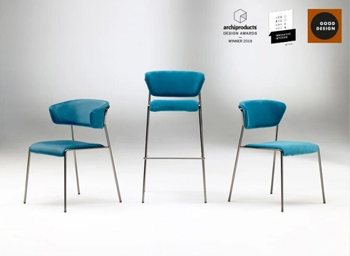 Krzesło tapicerowane Lisa do jadalni i salonu nowoczesne pomarańczowe na metalowych nogach