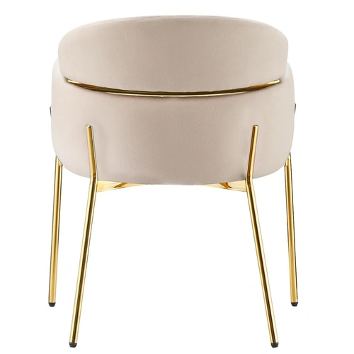 Krzesło Dreby beżowe welurowe ze złotymi nogami do jadalni salonu
