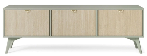 Szafka RTV drewniana Sage 160 cm do salonu boho glamour z frontem w jodełkę Intesi