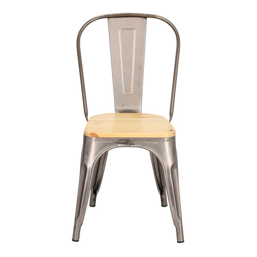 Krzesło metalowe Paris Wood D2.DESIGN do jadalni i kuchni industrialne z drewnianym siedziskiem