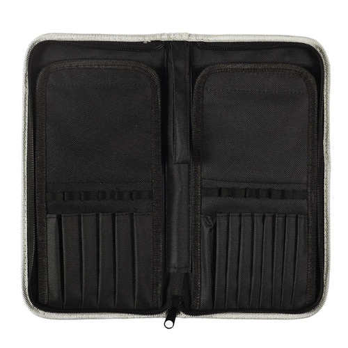 Kosmetyczka podróżna Intesi szara organizer na pędzle do makijażu z przegródkami