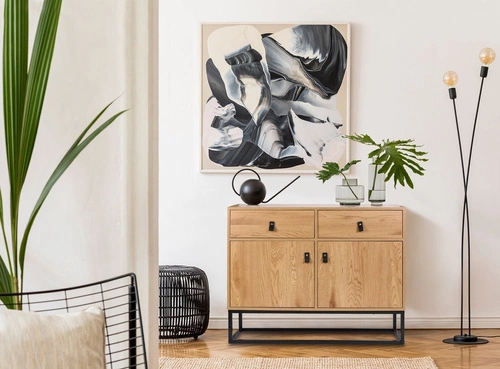 Komoda z szufladami Abbott dąb artisan czarna 100 cm skandynawska do salonu i sypialni
