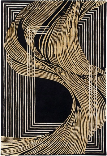 Dywan nowoczesny Golden Wind 200x300 czarno-złoty glamour do salonu Carpet Decor wełniany