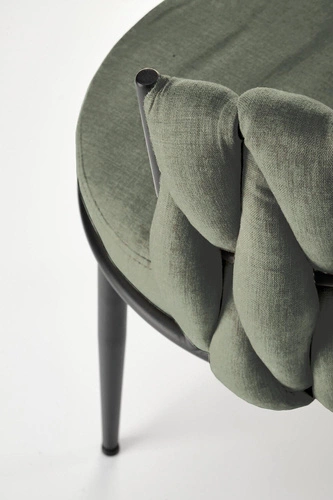 Krzesło tapicerowane Wendy oliwkowe do jadalni nowoczesne z czarnymi nogami Intesi