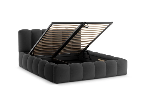 Łóżko tapicerowane Lupine antracytowe 180x200 z pojemnikiem, nowoczesne do sypialni