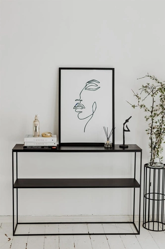 Konsola przyścienna STAM 280 czarny dąb nowoczesna z półką do salonu i przedpokoju NORDIFRA