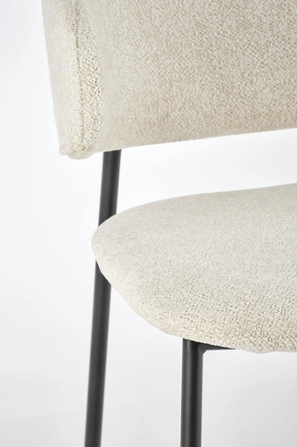 Krzesło Paupe tapicerowane beżowe do jadalni i salonu nowoczesne na czarnych nogach Intesi
