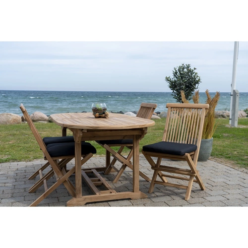 Stół rozkładany do jadalni i ogrodu Salamanca owalny z drewna tekowego rustykalny 180-240x90 cm Intesi