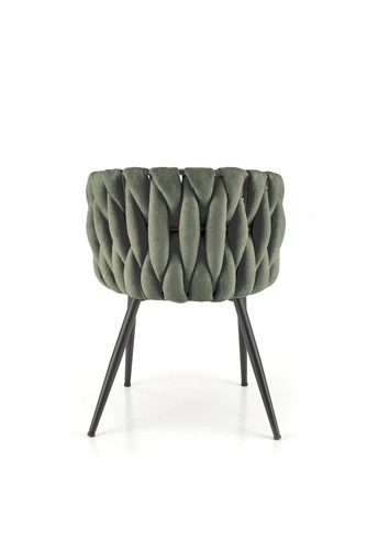 Krzesło tapicerowane Wendy oliwkowe do jadalni nowoczesne z czarnymi nogami Intesi