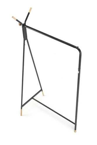 Velo czarny loftowy wieszak stojący do przedpokoju metalowo-drewniany na kurtki Intesi