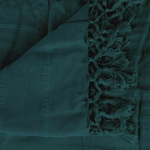 Narzuta bawełniana Vintage Atmosphera z frędzlami 160x220 turkusowa na łóżko