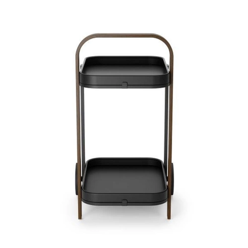 Bellwood drewniany wózek barowy na kółkach dwupoziomowy retro do salonu i ogrodu Umbra