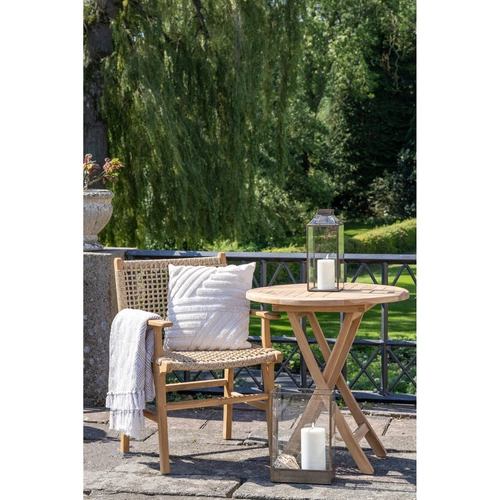 Krzesło drewniane Derby Intesi z podłokietnikami rattanowe do jadalni boho rustykalne