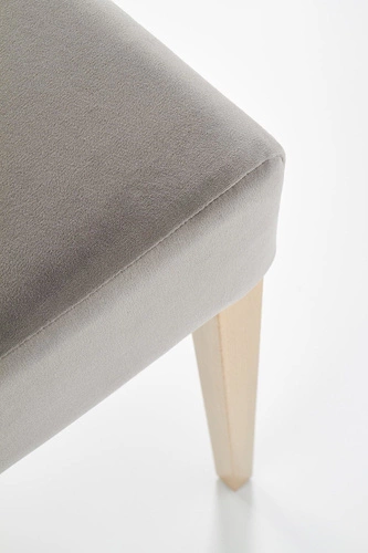 Krzesło tapicerowane Alabama szare welurowe do jadalni i salonu na drewnianych nogach Intesi