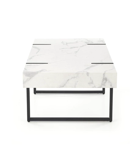Stolik kawowy Marbella prostokątny biały marmur czarny nowoczesny loft do salonu 110x60 cm