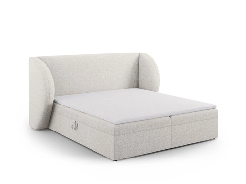 Łóżko tapicerowane Miley szare 140x200 z pojemnikiem, nowoczesne do sypialni