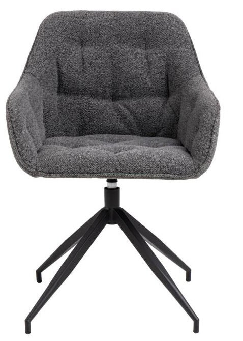 Krzesło tapicerowane obrotowe Brooke do jadalni i salonu antracytowe nowoczesne z podłokietnikami