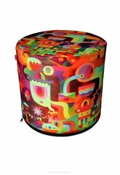 Pufa okrągła Abstra Intesi multikolor nowoczesna do salonu i sypialni zdejmowany pokrowiec 40 cm