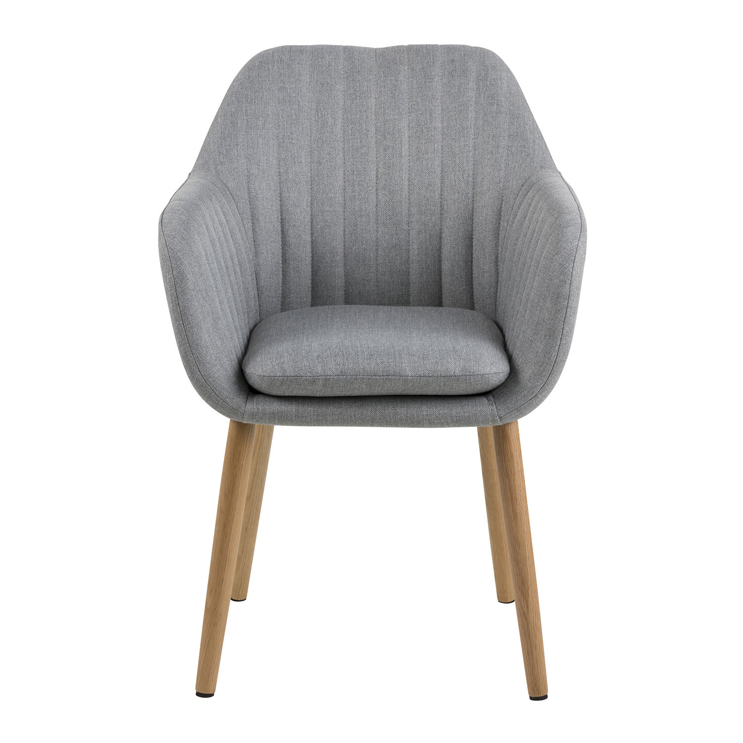 Krzesło tapicerowane Emilia szare z podłokietnikami do jadalni i salonu skandynawskie Actona