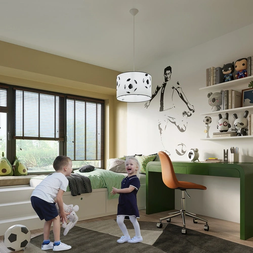 Lampa wisząca FOOTBALL A 40 nowoczesna do pokoju dziecka biało-czarna motyw piłki nożnej