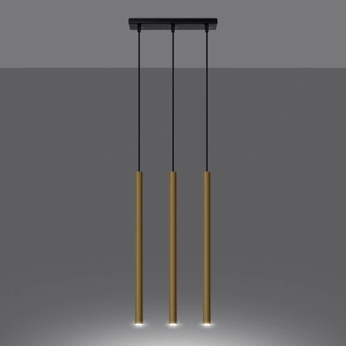 Lampa wisząca Pastelo 3-punktowa złota nowoczesna regulowana do salonu i jadalni