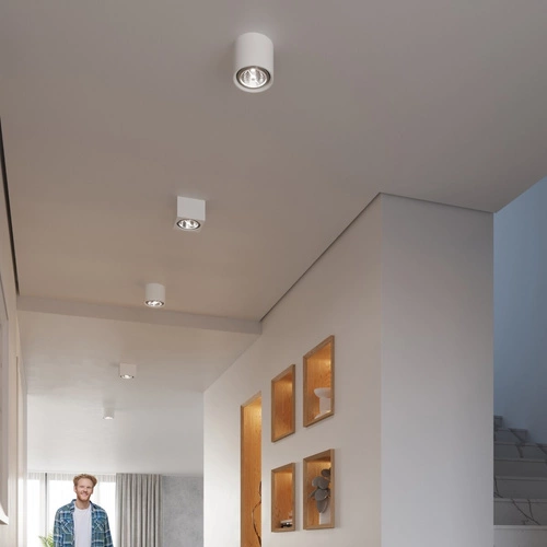 Plafon kwadratowy SEIDA biały ceramiczny nowoczesny do salonu, sypialni i kuchni Sollux