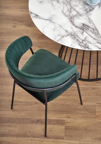 Stół okrągły biały marmur Dabro 110 cm nowoczesny glamour do jadalni na jednej nodze Intesi