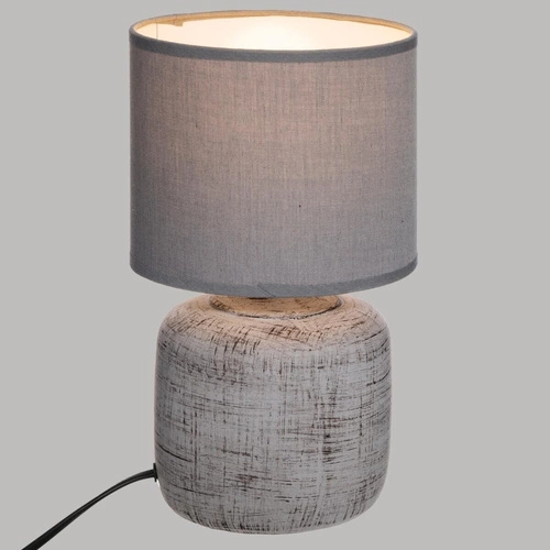 Lampka nocna ceramiczna Salta szara Atmosphera nowoczesna z abażurem do sypialni 26,5 cm