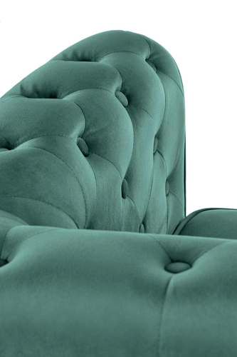 Fotel kubełkowy Dassion welur zielony nowoczesny do salonu z podłokietnikami