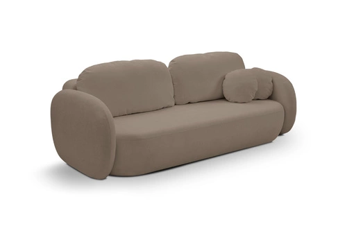 Sofa rozkładana Salby 3 osobowa z funkcją spania brązowa do salonu nowoczesna