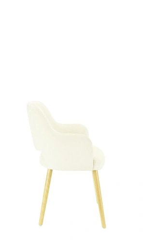 FAMEG B-2134 krzesło tapicerowane do jadalni beżowe z podłokietnikami